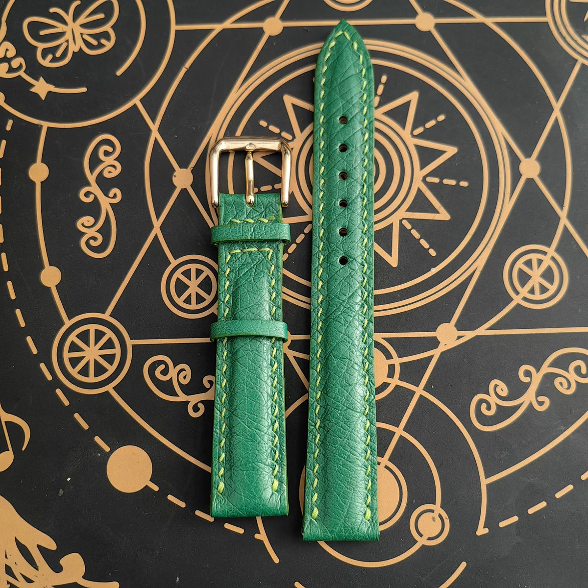 Ostrich Leather Watch Strap Emerald Green