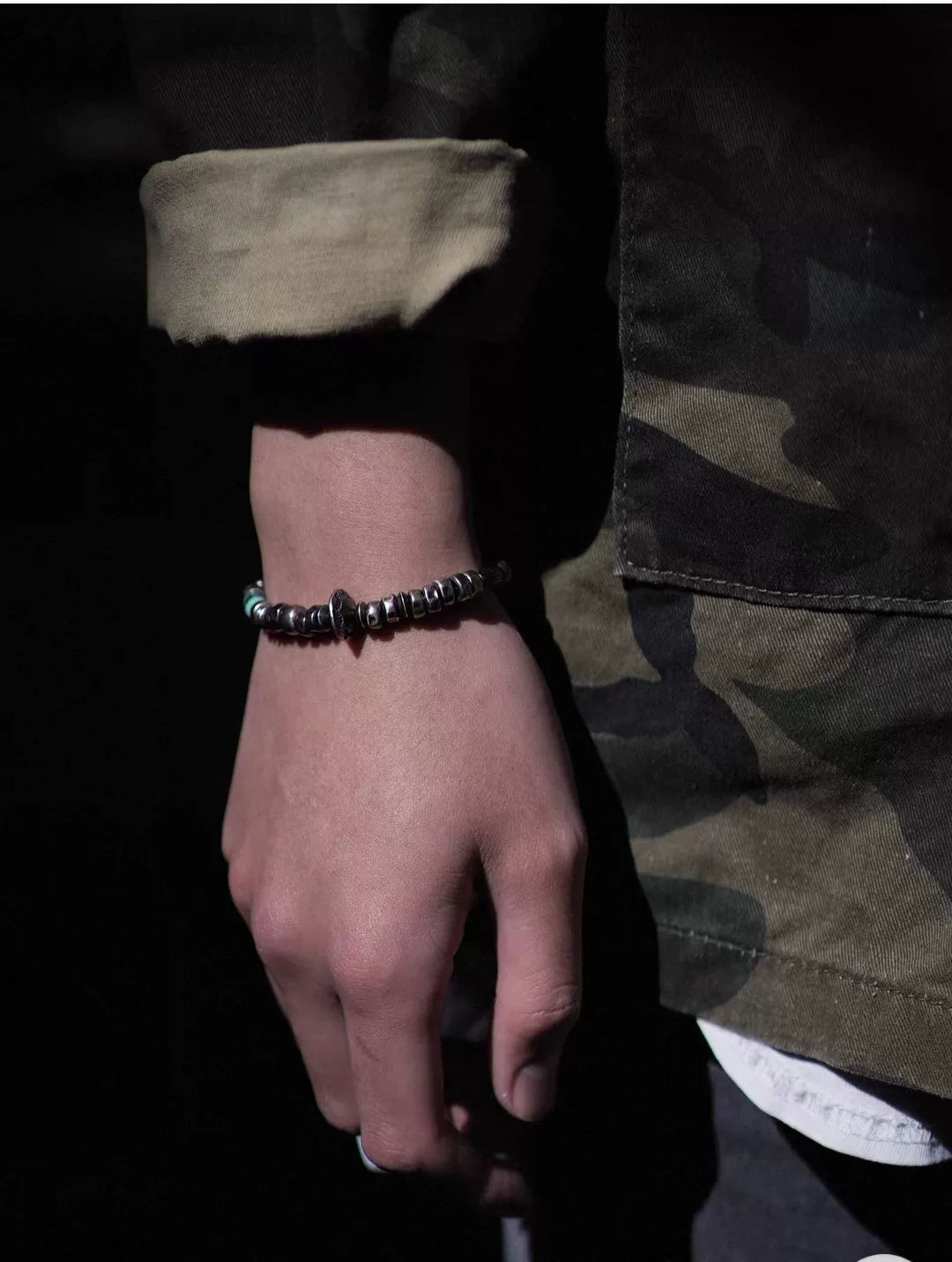 Bracelet artisanal en argent 925 et turquoise du Hubei