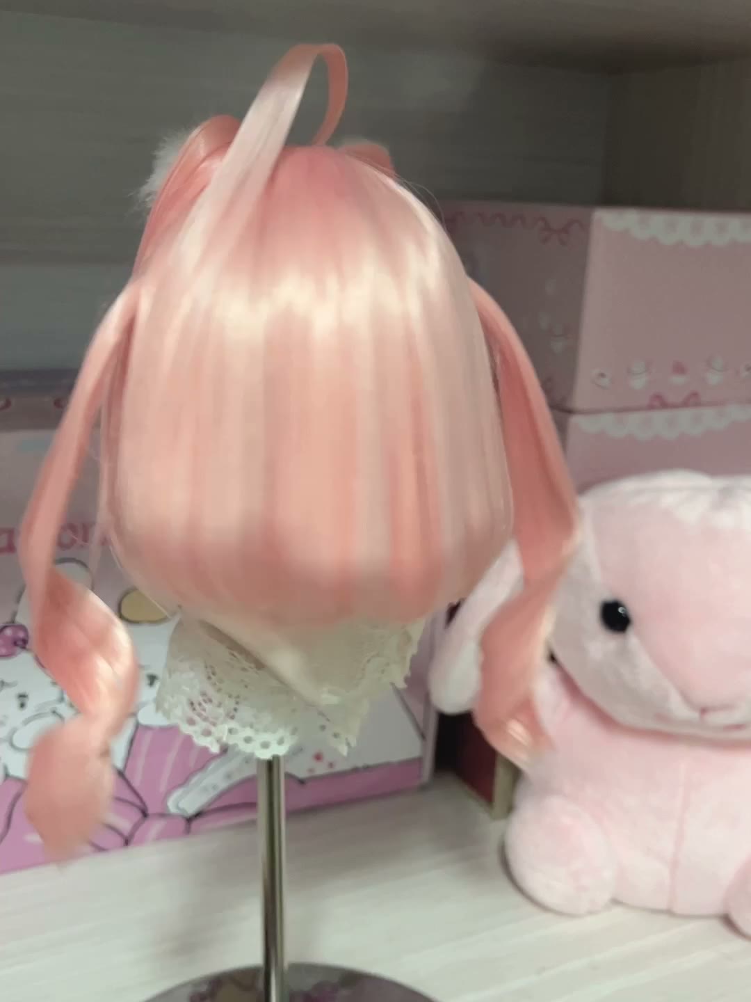 Pastel Pink Twin Tail Doll Wig