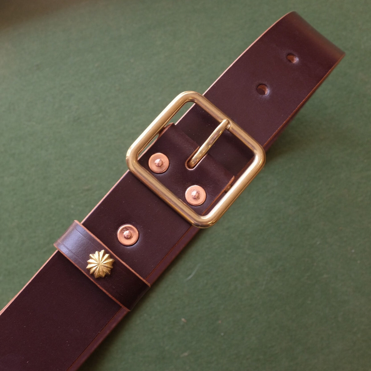 Leather Belt with Brass Buckle