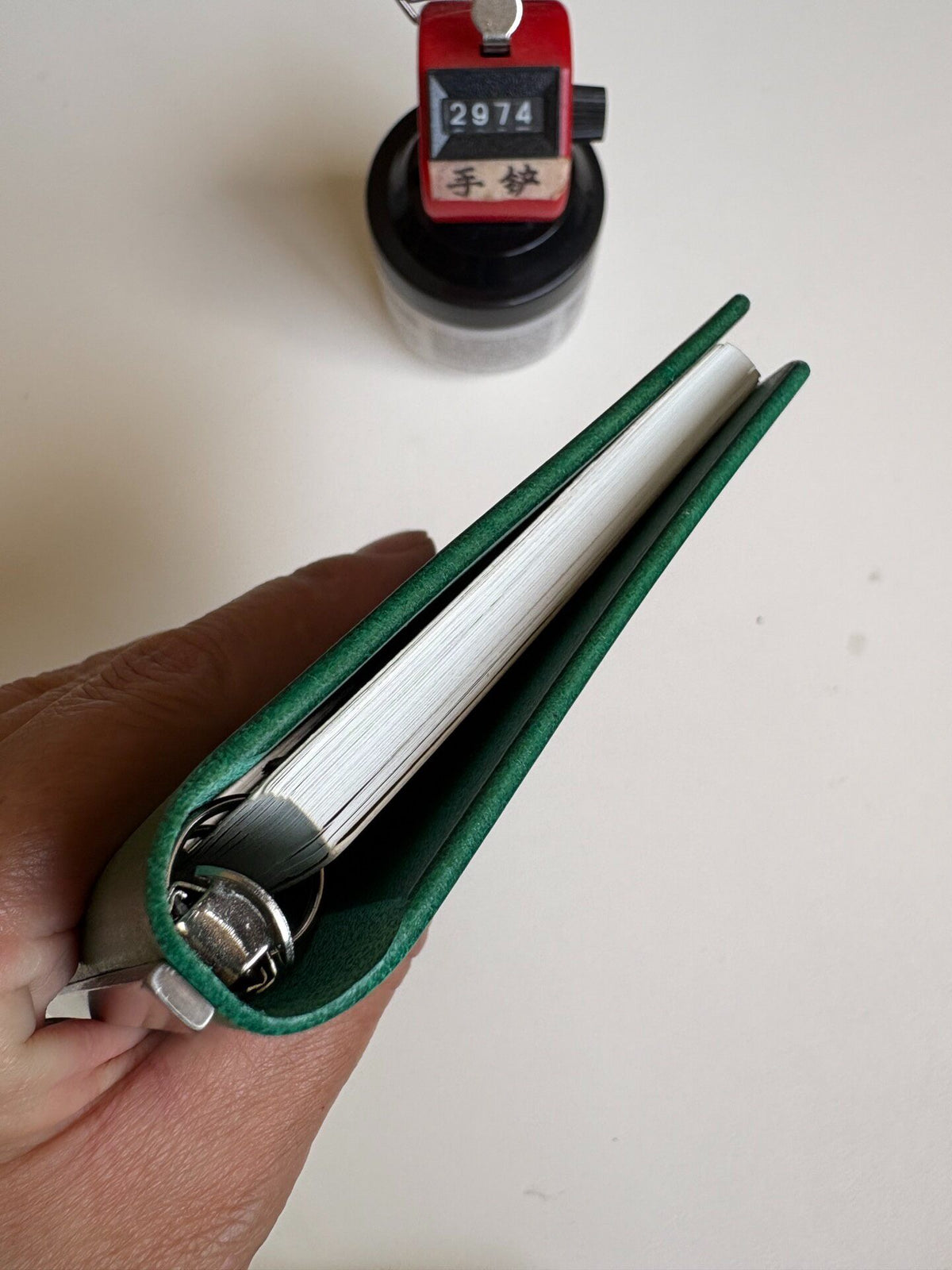 A7 Green Leather Ring Binder Cover