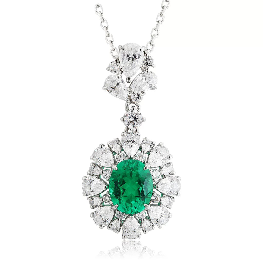 Collier Émeraude de Laboratoire Argent S925