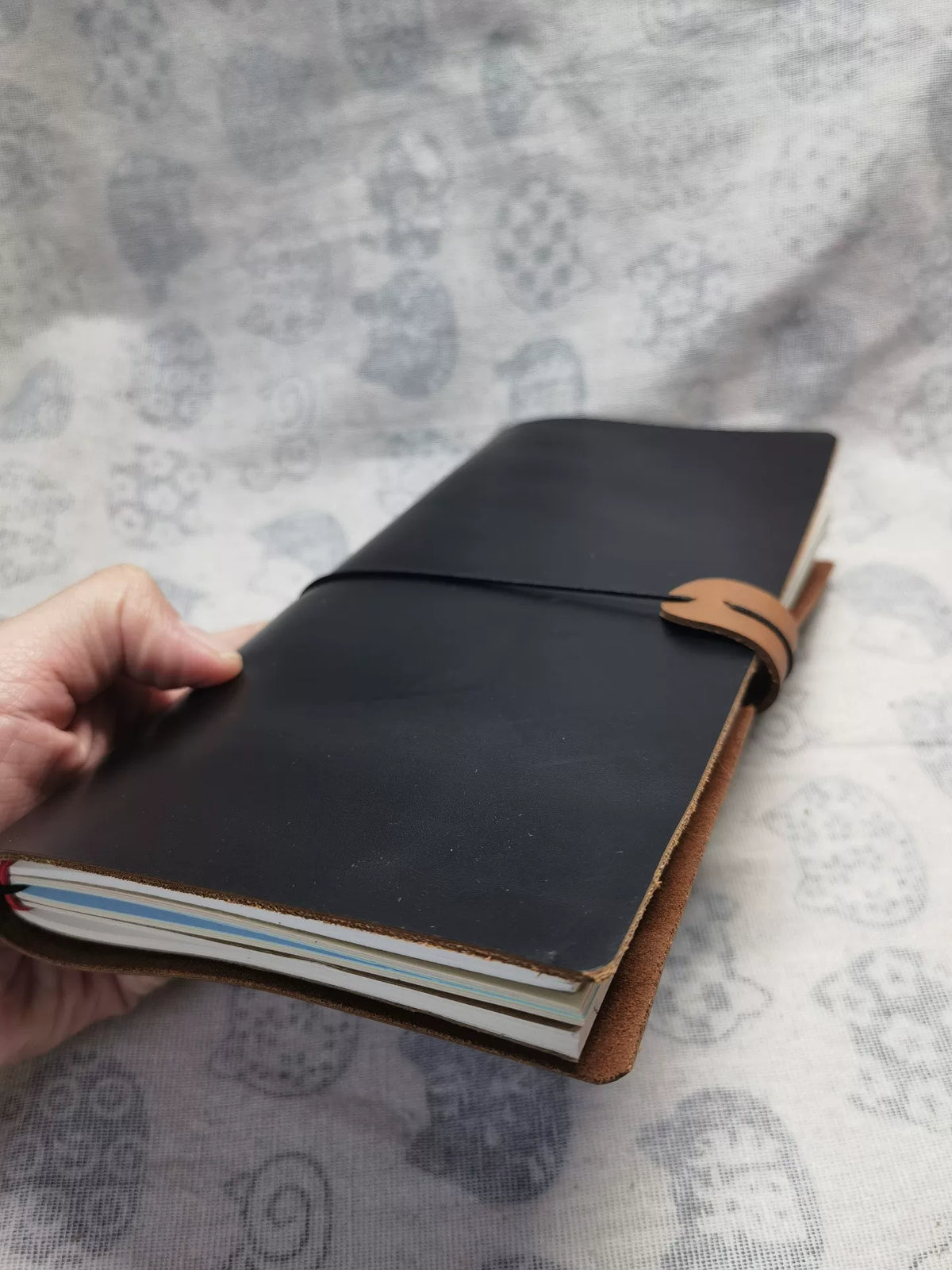 Black Leather Travelers Notebook Cover