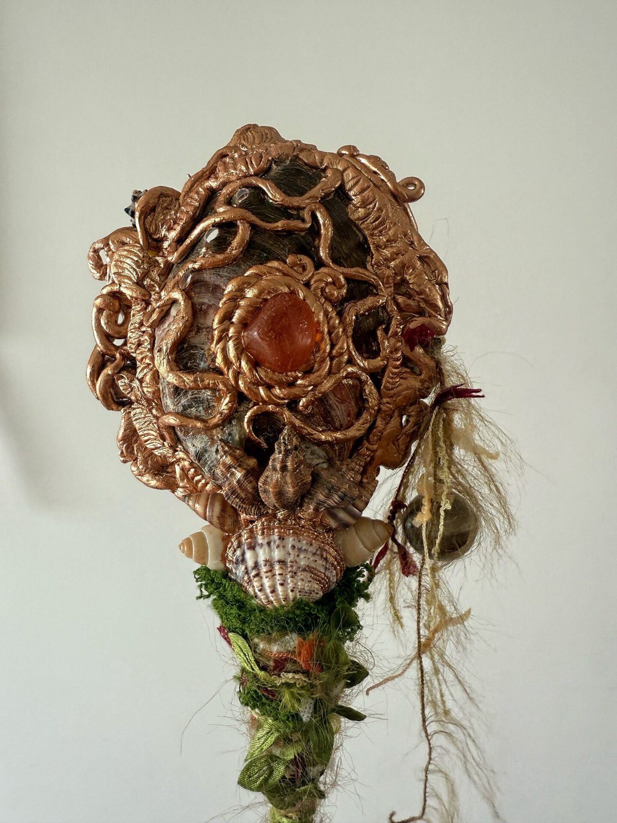 Witch Shell Wand Magic Mirror with Abalone