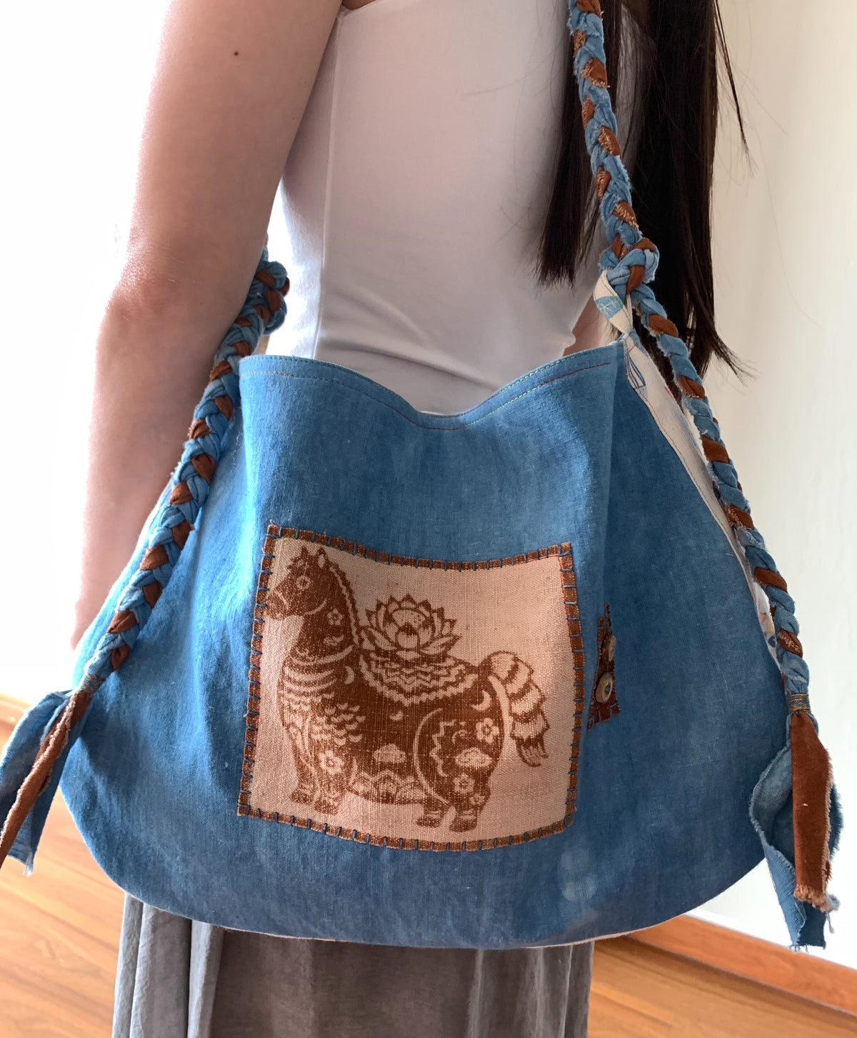 Handwoven Indigo Adjustable Crossbody Bag