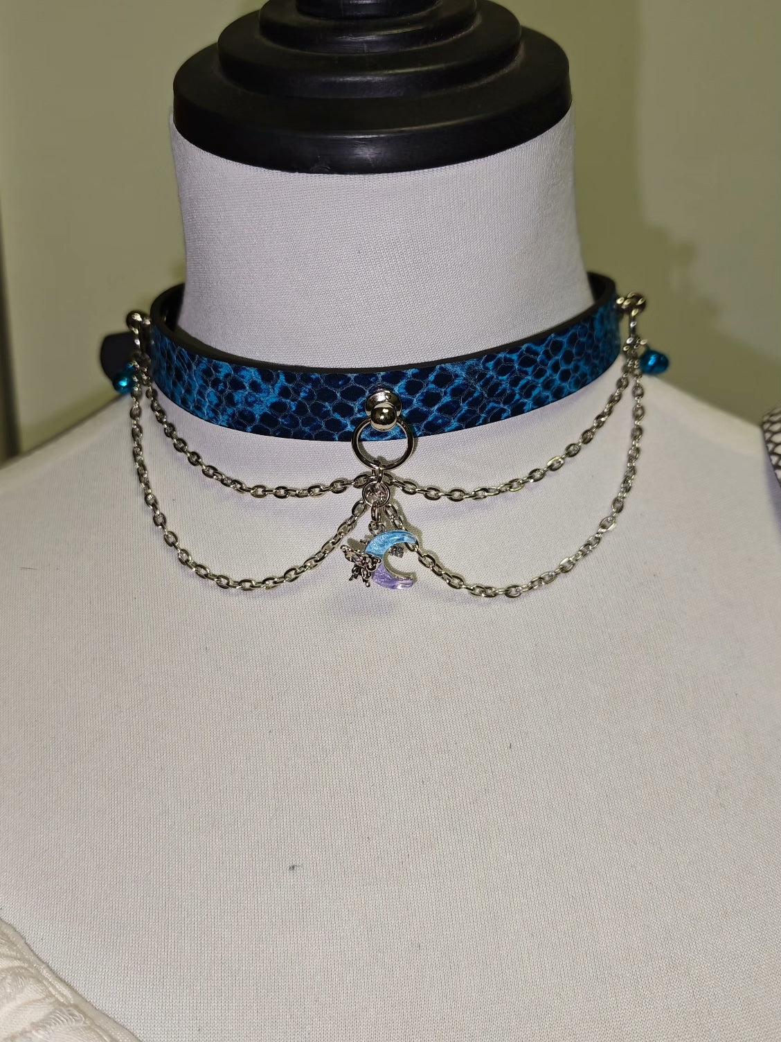 Handcrafted Leather Choker with Snake Pattern