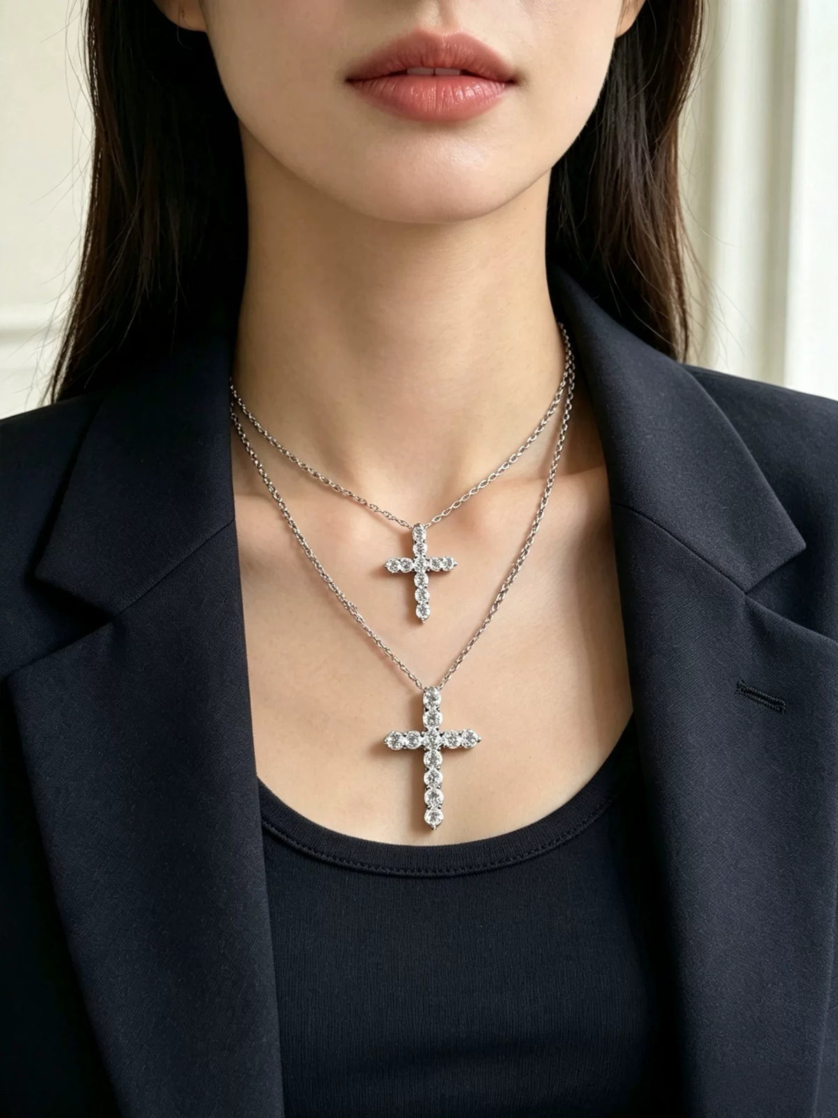 Set di collane con croci in oro V e rodio