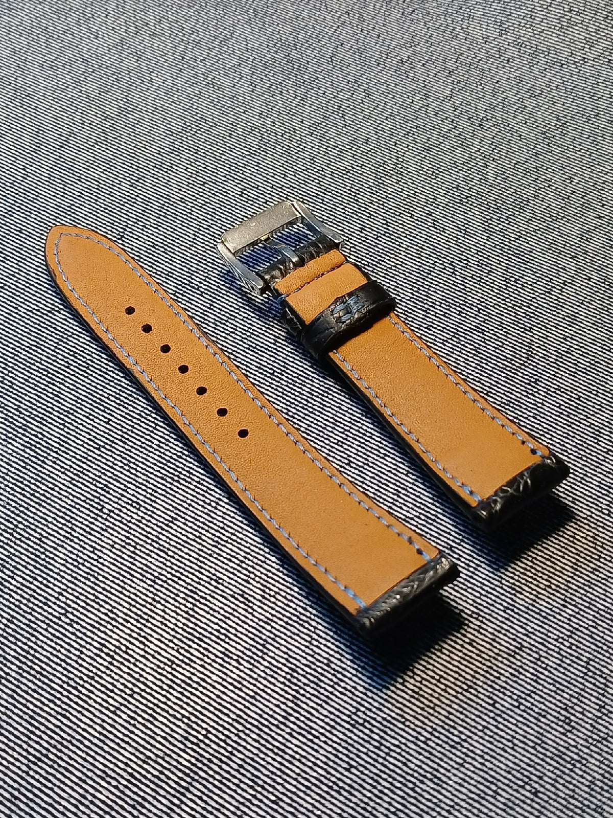 Black Crocodile Pattern Leather Watch Strap