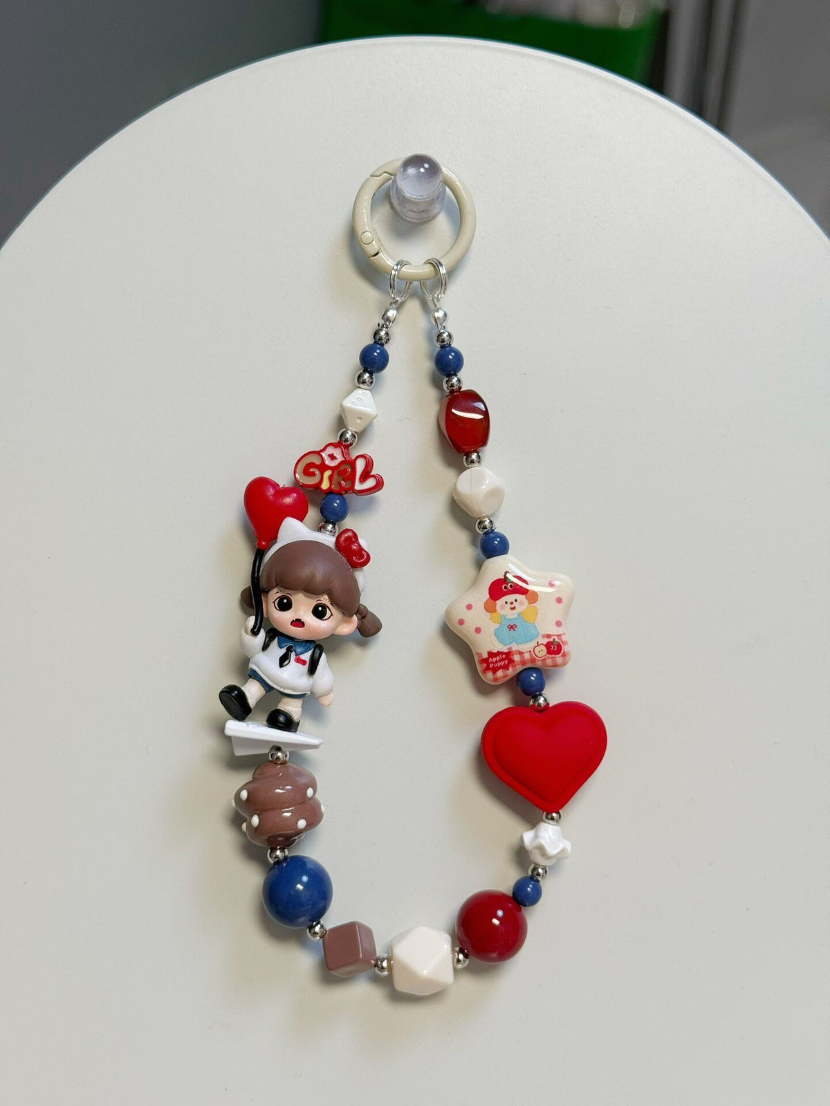 Red White Blue Beaded Phone Strap Charm