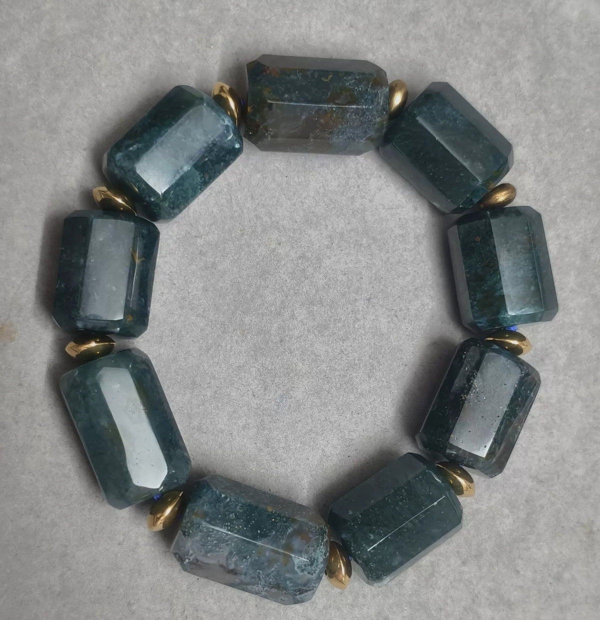 Bracelet en agate d'herbe d'eau naturel, grosses perles