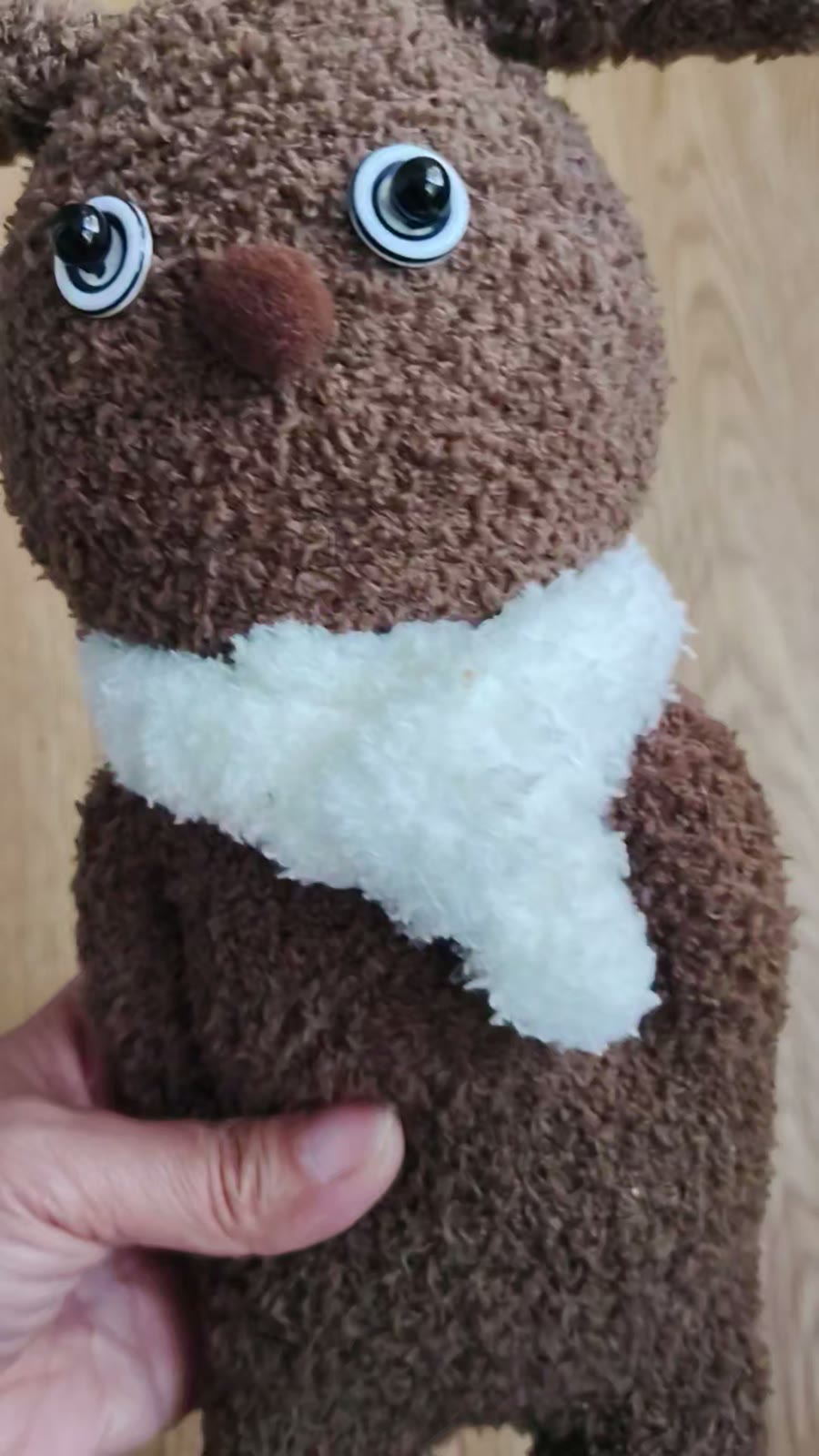 Cane in peluche artigianale marrone caffè