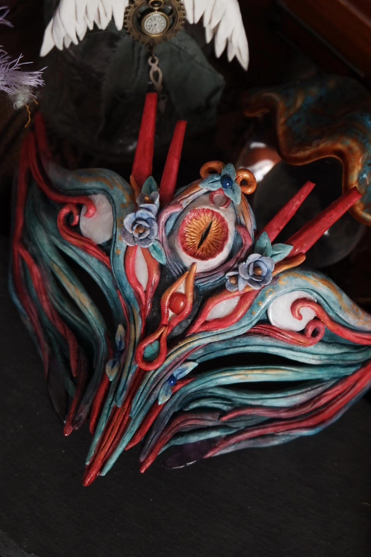 Handcrafted Half Face Mask New Chinese Folk Art