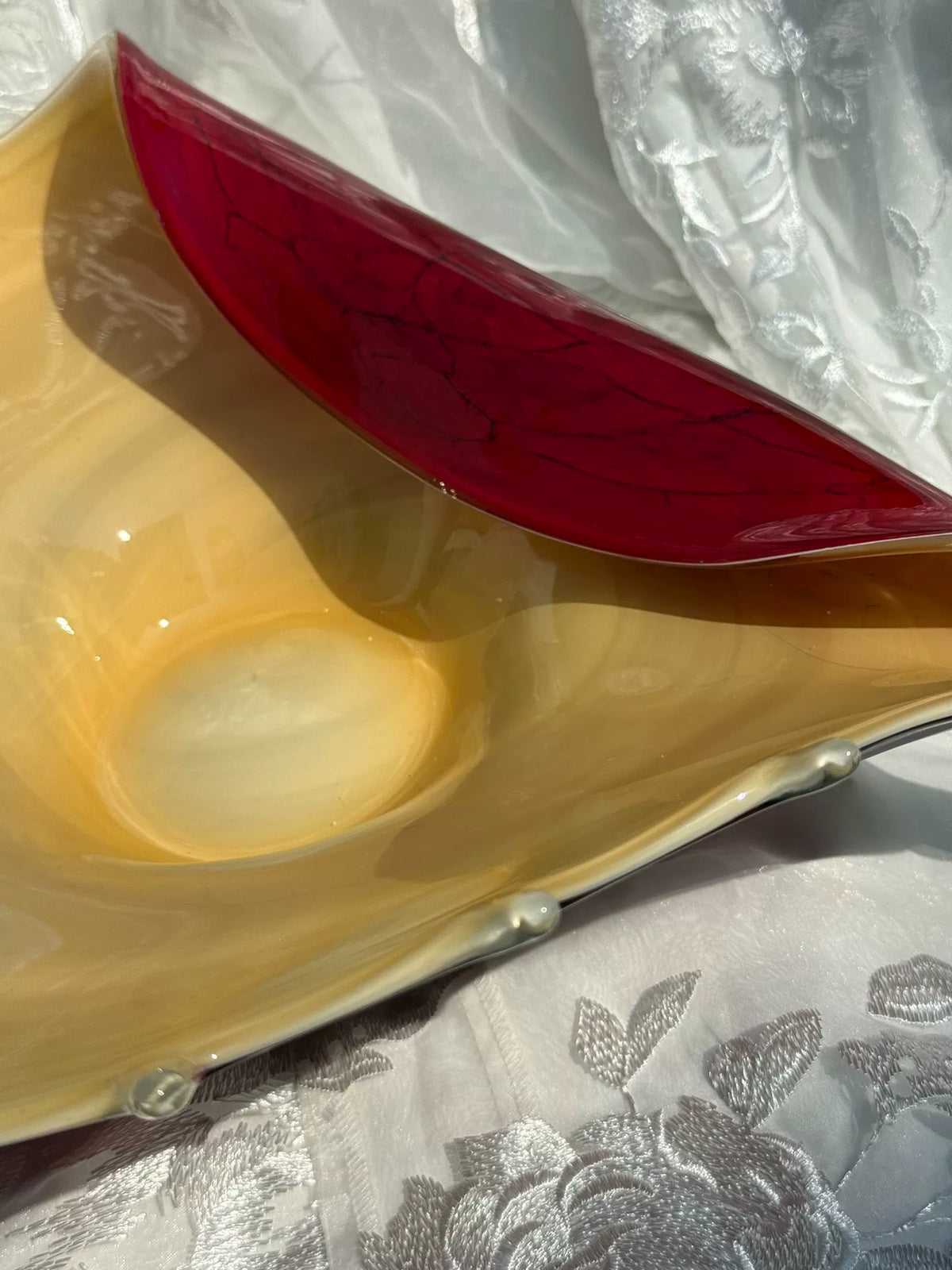 Bol à fruits en verre vintage coquille double face