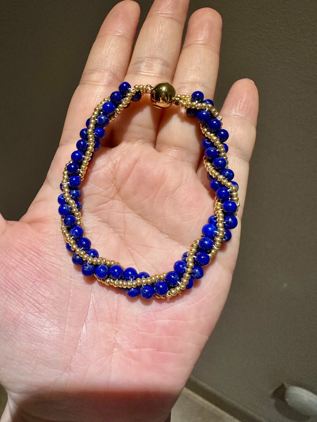 Lapis Lazuli Spiral Seed Bead Bracelet