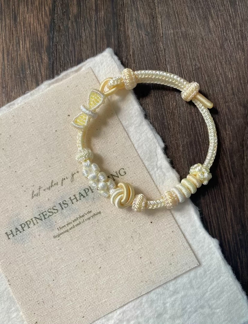Handwoven Woven Bracelet Customizable Pale Yellow