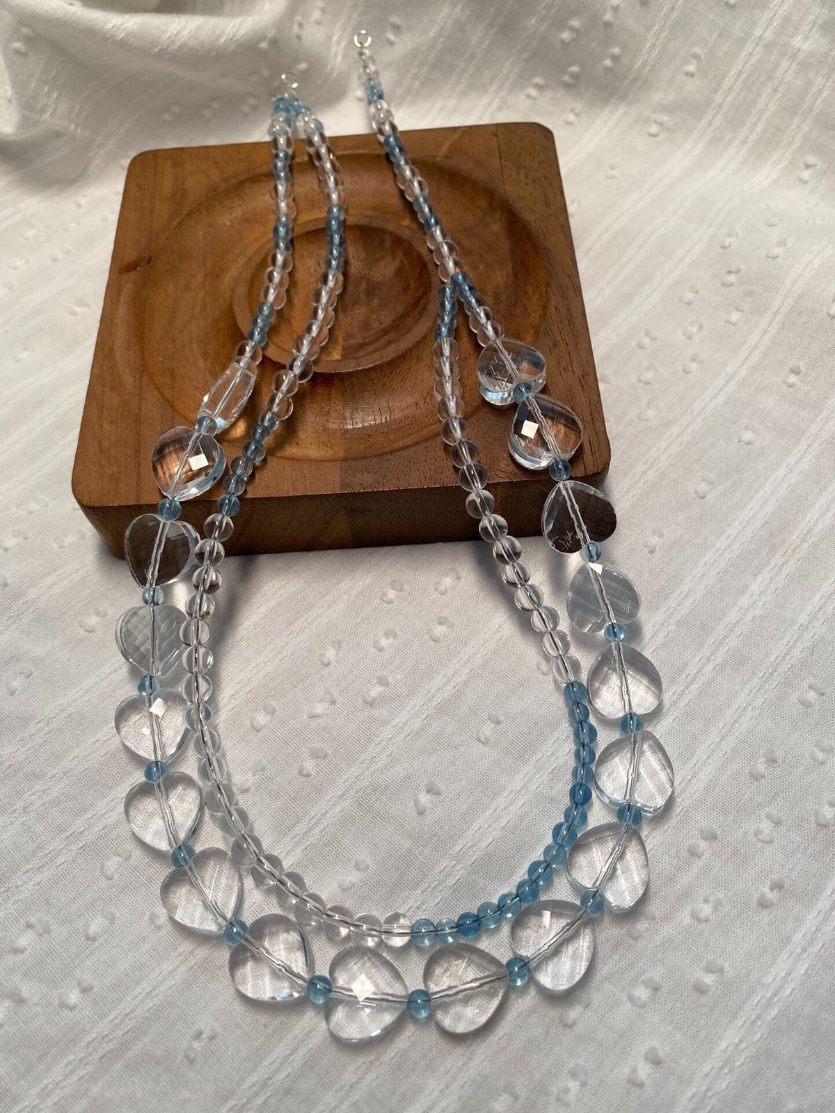 Multi-Strand Aquamarine White Crystal Necklace