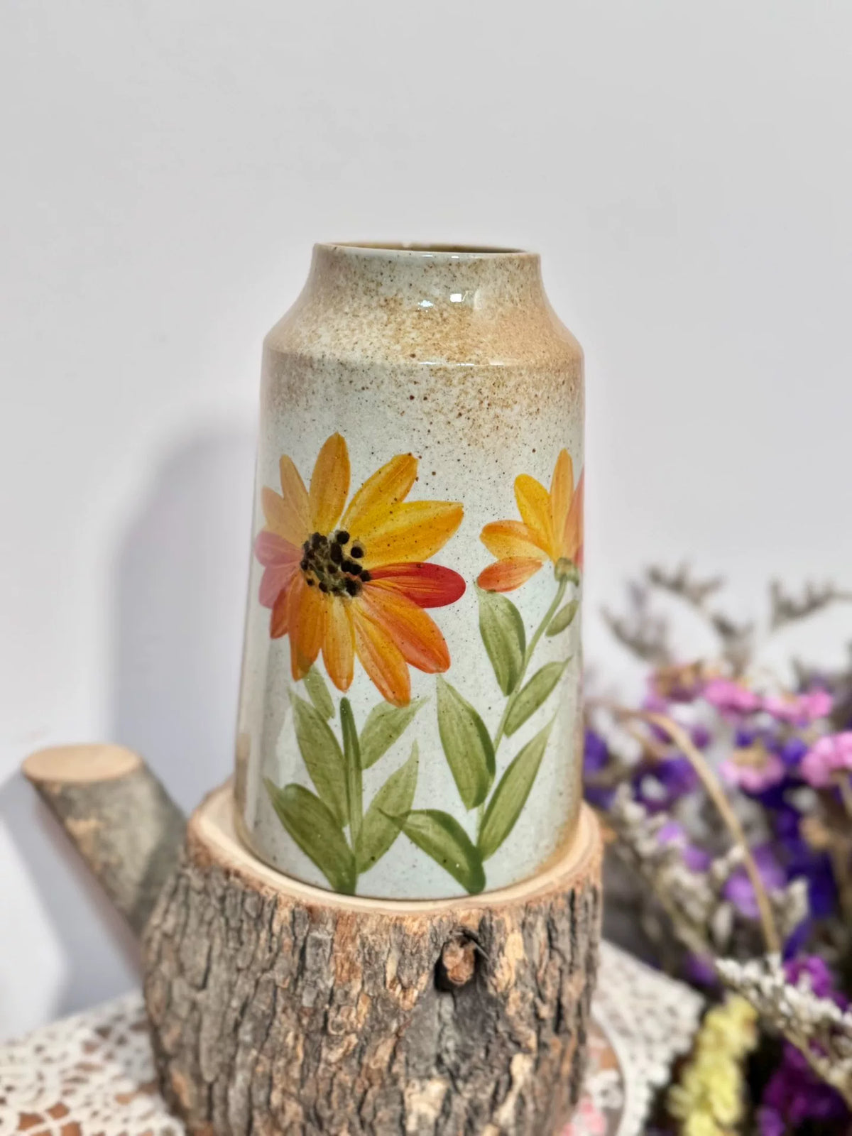 Hand Painted Sunflower Ceramic Vase