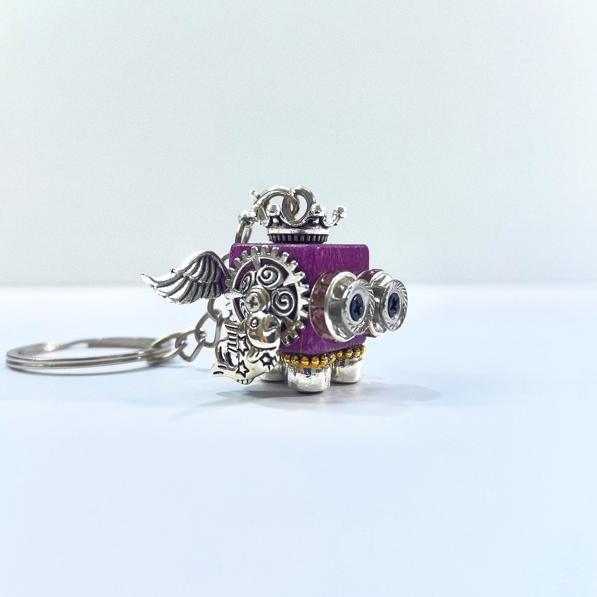 Steampunk Pisces Robot Wooden Pendant Charm