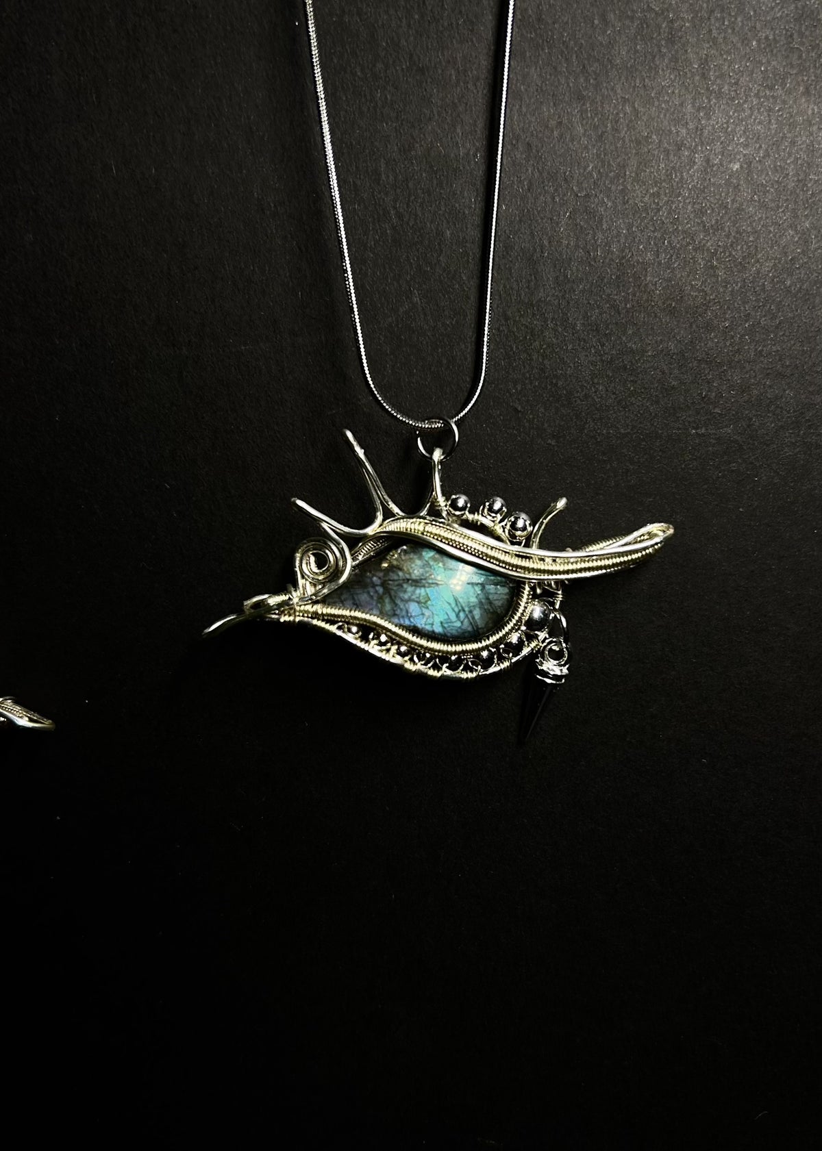 Wire Wrapped Crystal Labradorite Pendant Necklace