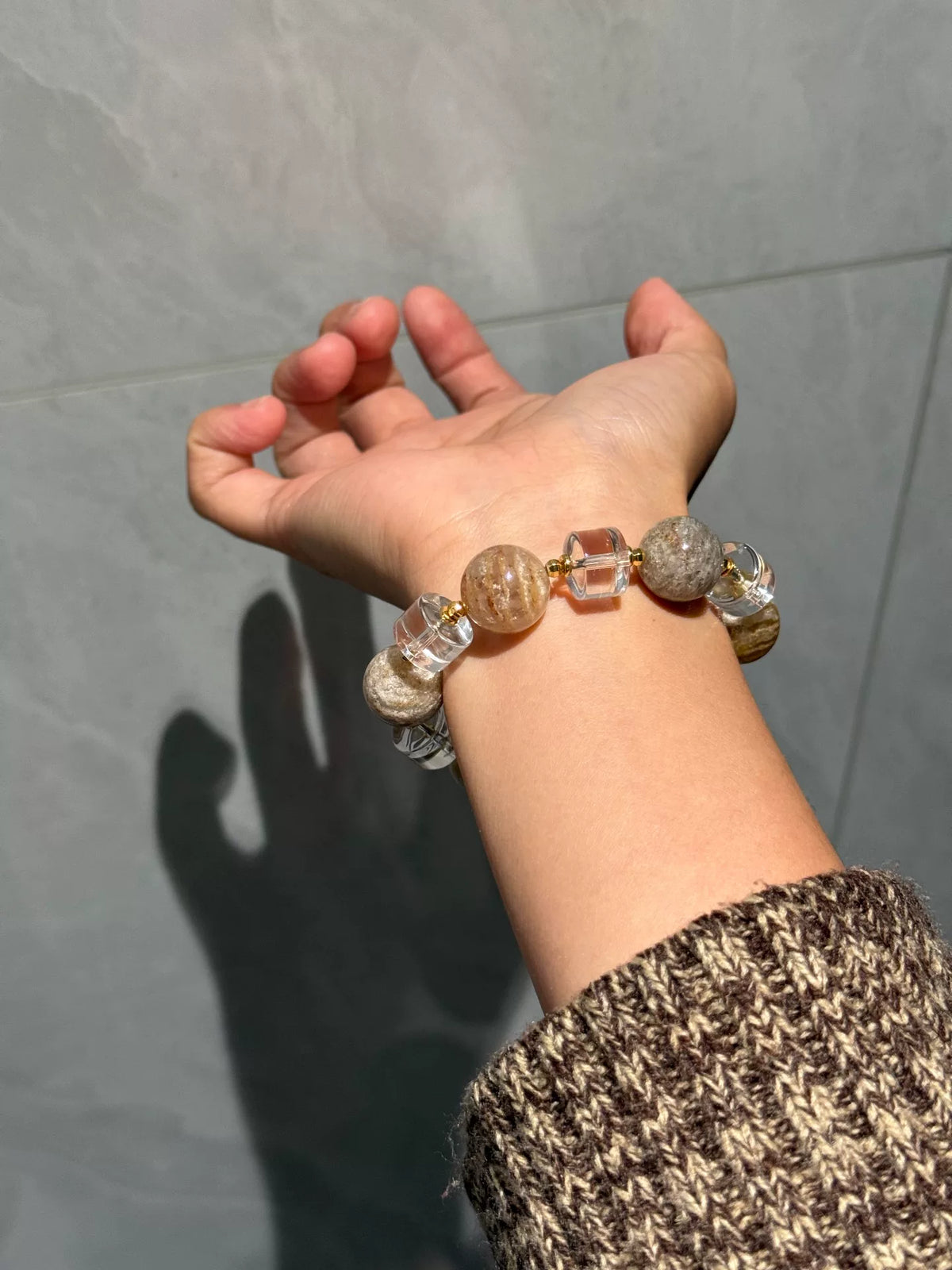 Phantom Quartz and Clear Quartz Bracelet