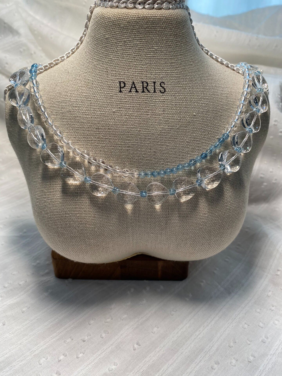 Multi-Strand Aquamarine White Crystal Necklace