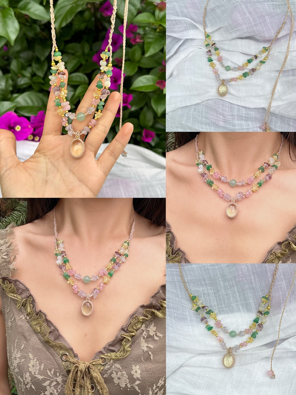Handcrafted Macrame Necklace with Labradorite Pendant