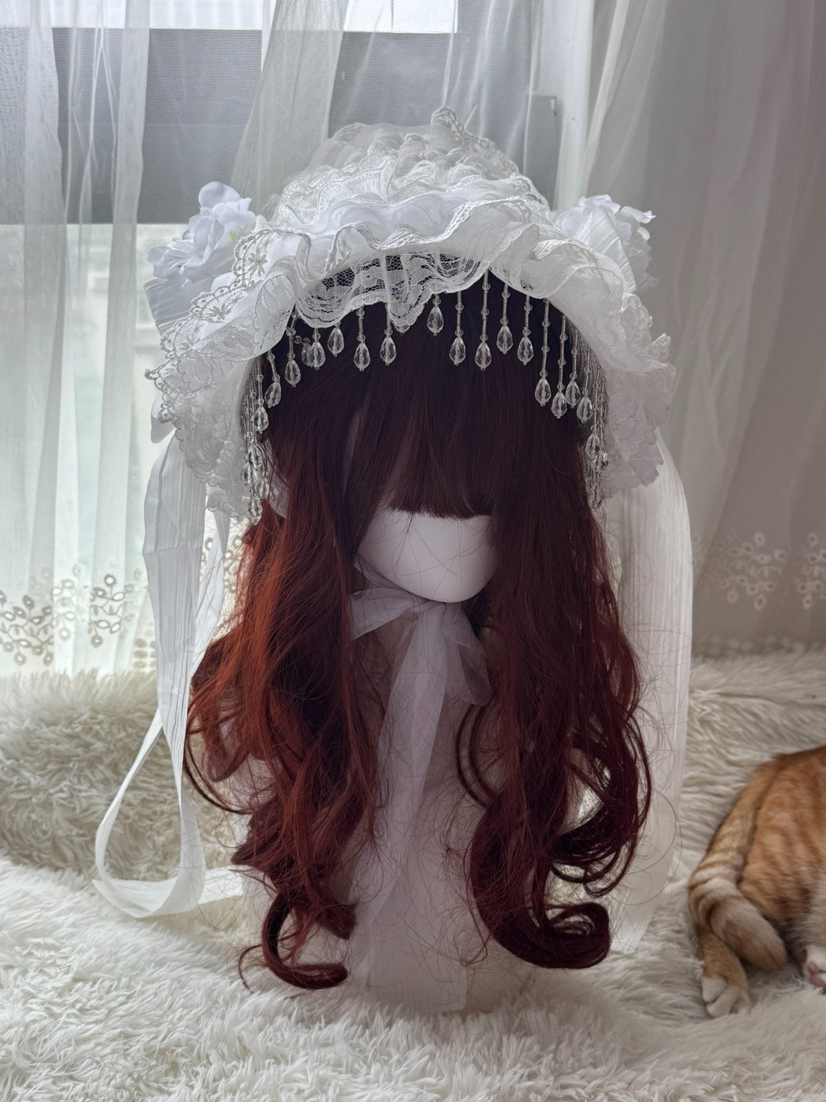 Handcrafted Gothic Lolita White Widow Hat