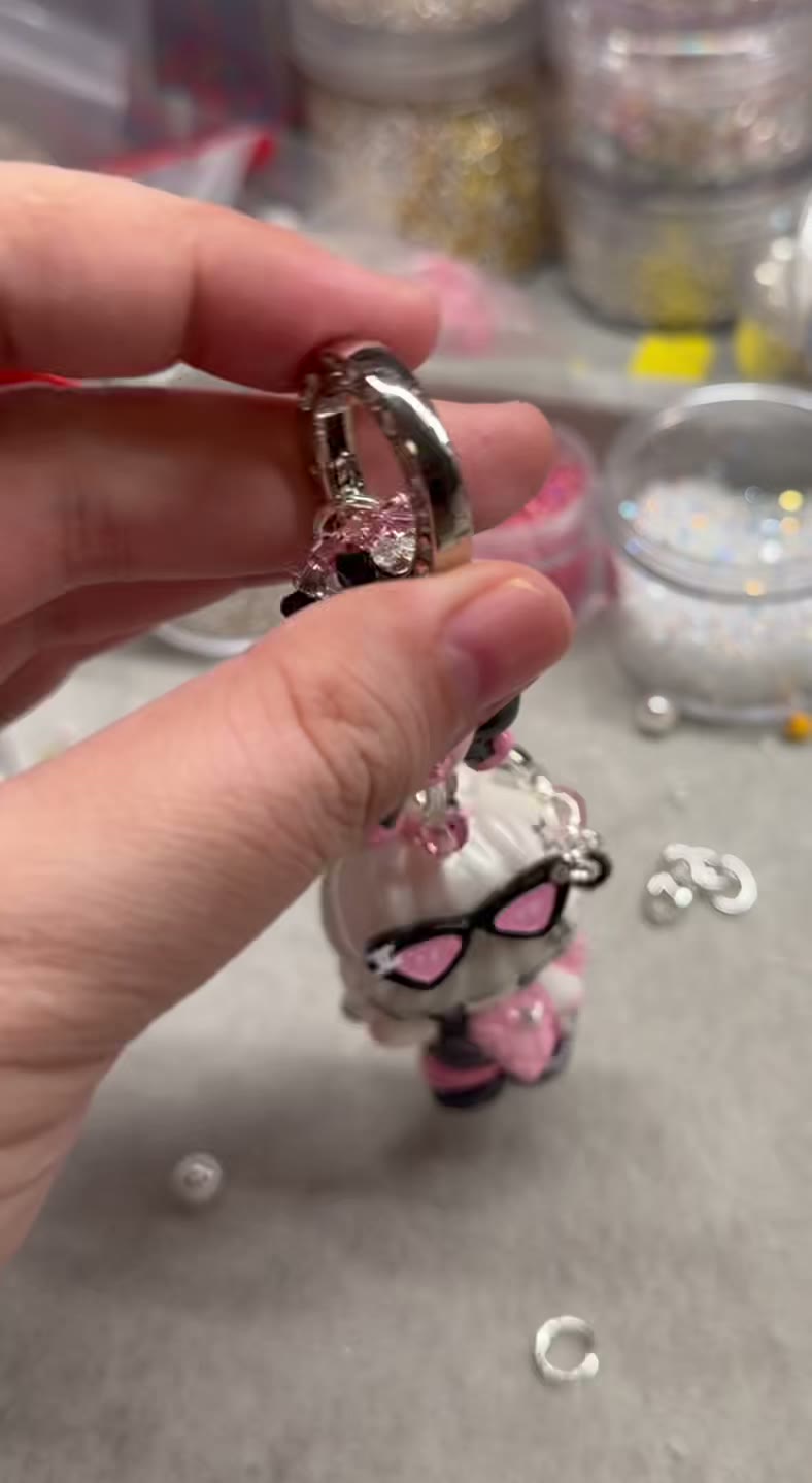 Black Pink Character Sunglasses Phone Charm Strap