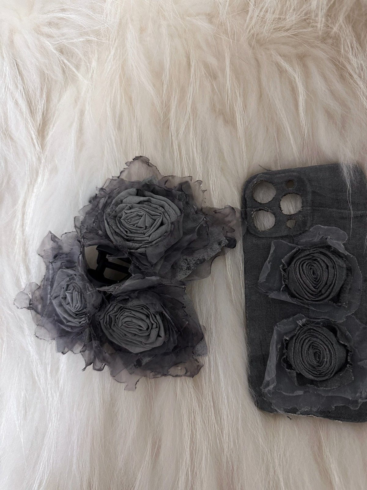 Plant-Dyed Fabric Rose Hair Claw Clip
