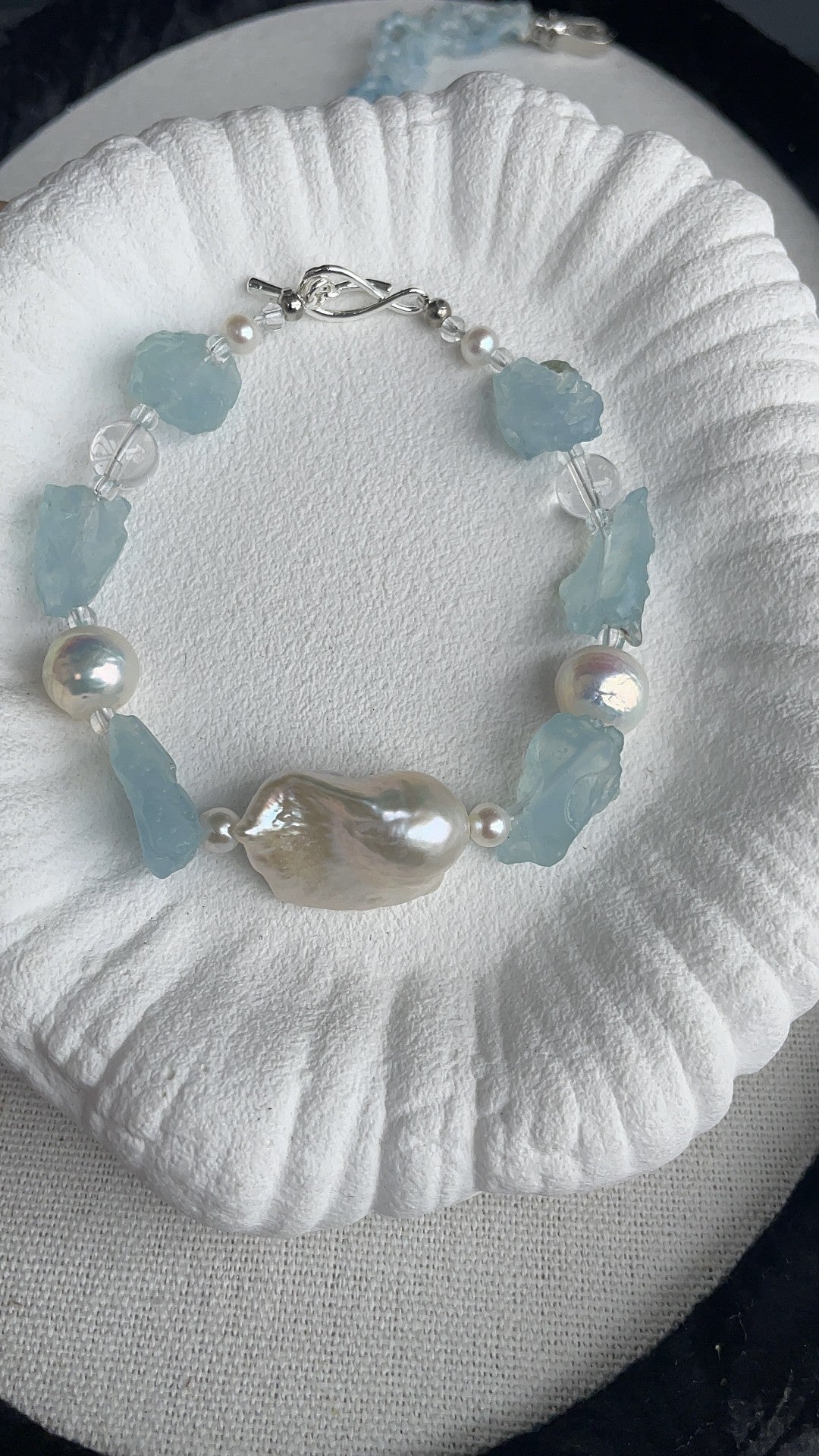 Aquamarin Barockperlen Armband-Set
