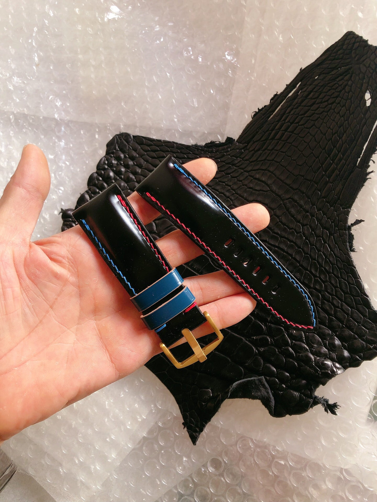 Panerai Shell Cordovan Strap Two-Tone Stitching