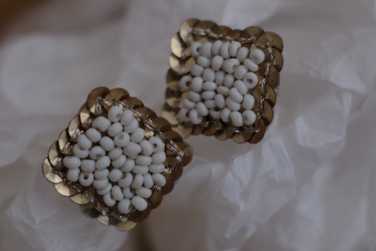 Brincos de Botão Vintage de Diamante e Lanteuelas Francesas