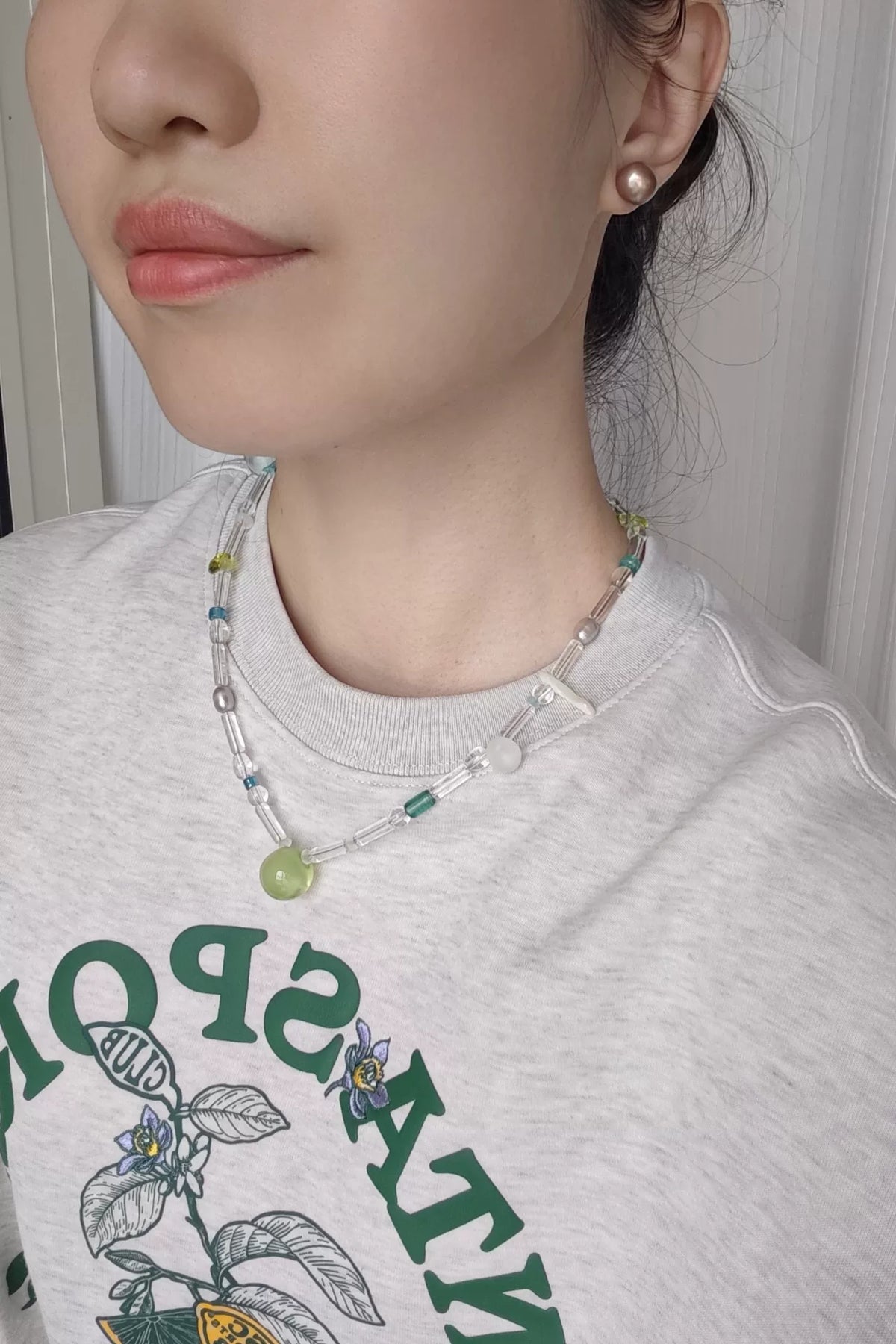 Collar de cuentas hecho a mano Green Grape Soda
