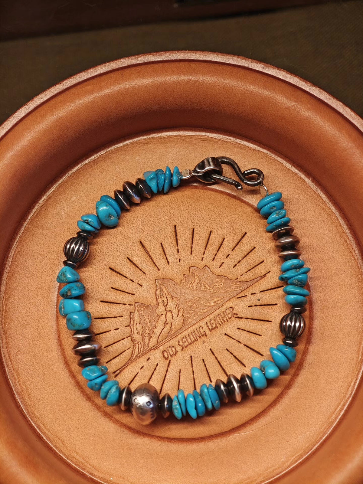 Sleeping Beauty Turquoise 925 Silver Bead Bracelet