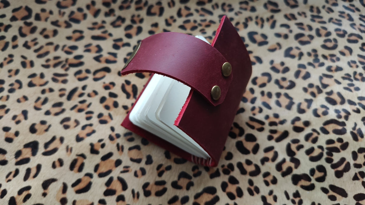 Burgundy Leather Journal Mini Notebook