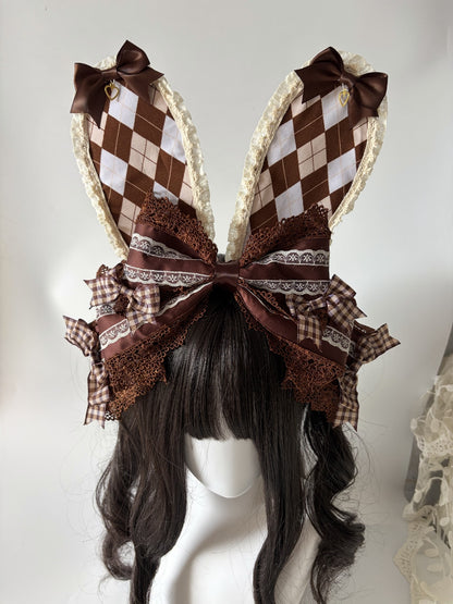 Chocolate Brown Rabbit Ear Bow Lolita Headband