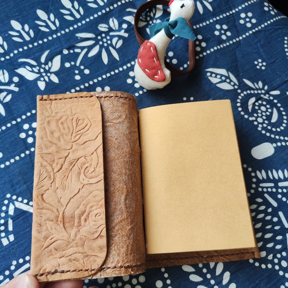 Embossed Leather Journal with Floral Cover