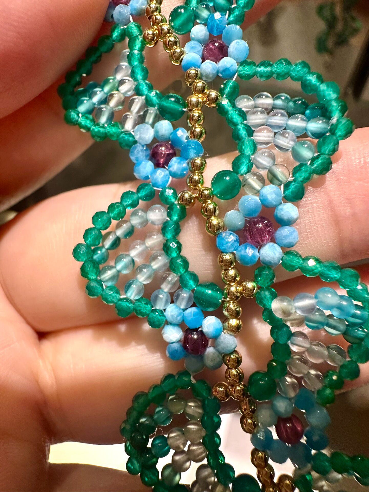 Floral Vine Natural Stone Bracelet 2mm