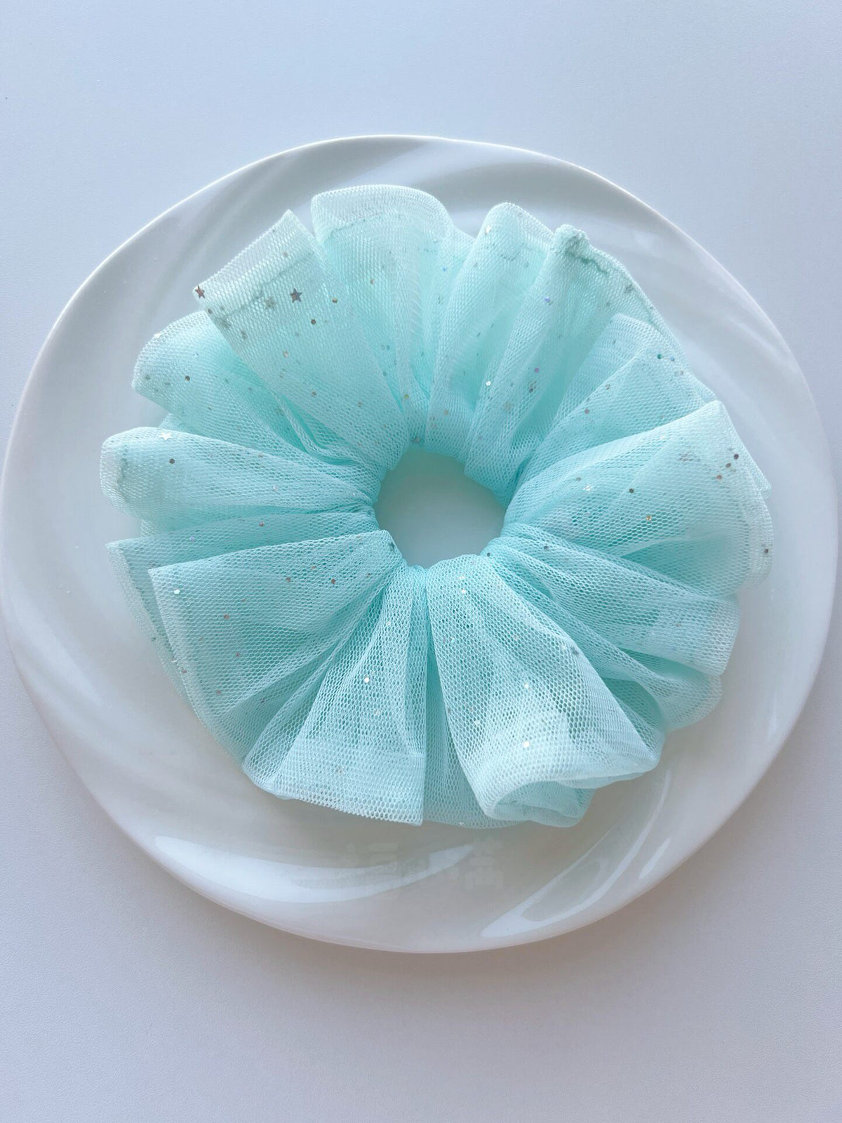 Mint Green Sequin Oversized Tulle Scrunchie