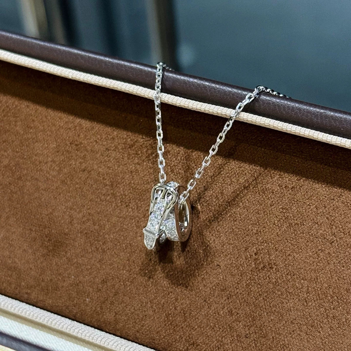 S925 Silver Belt Buckle Pendant Necklace