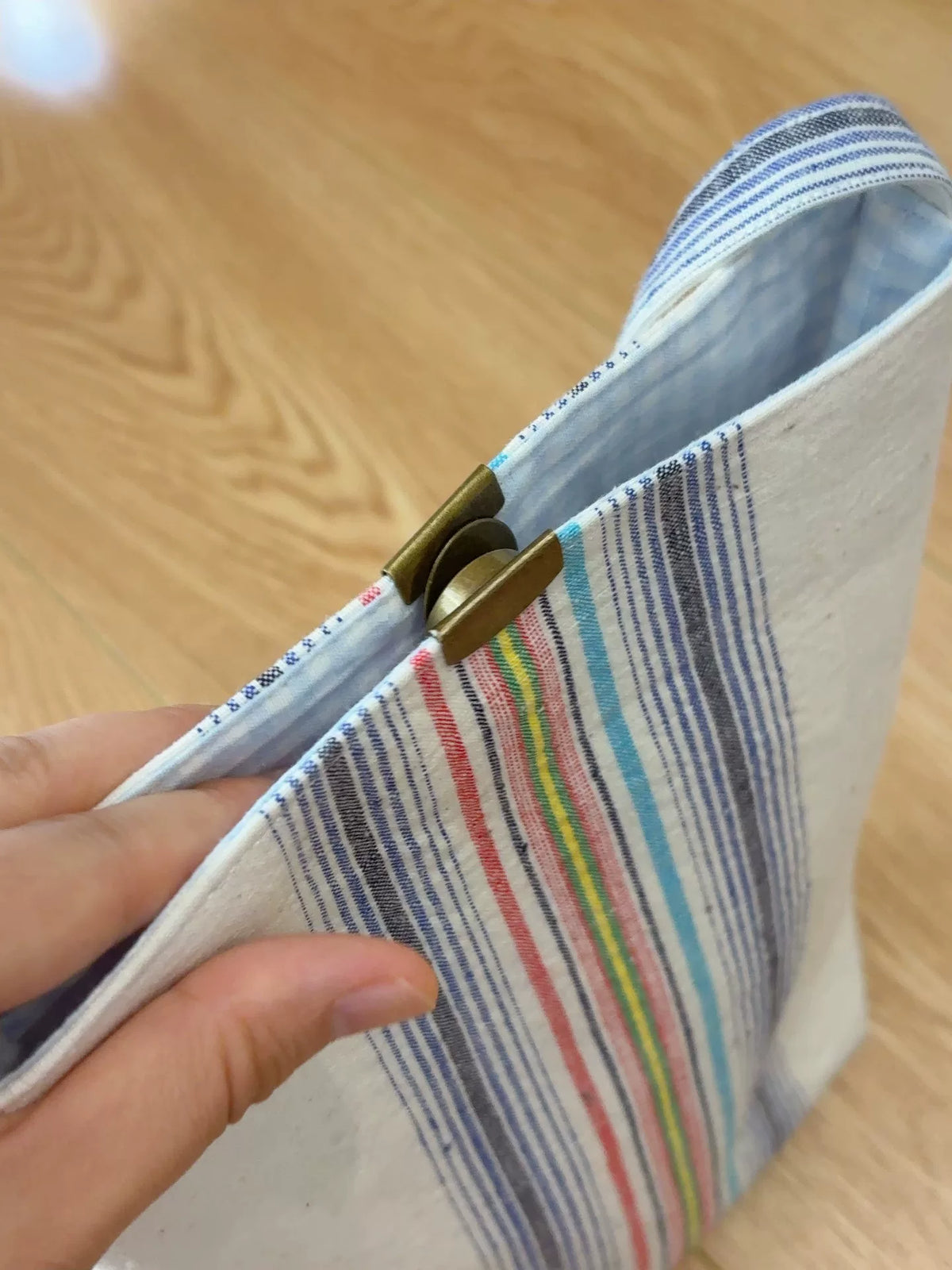 Borsa a Spalla Fatta a Mano in Cotone Rigato