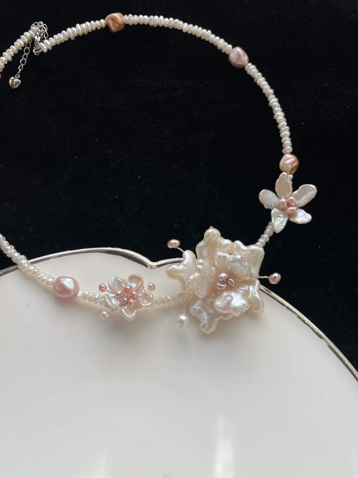 Natural Pearl Floral Choker Necklace