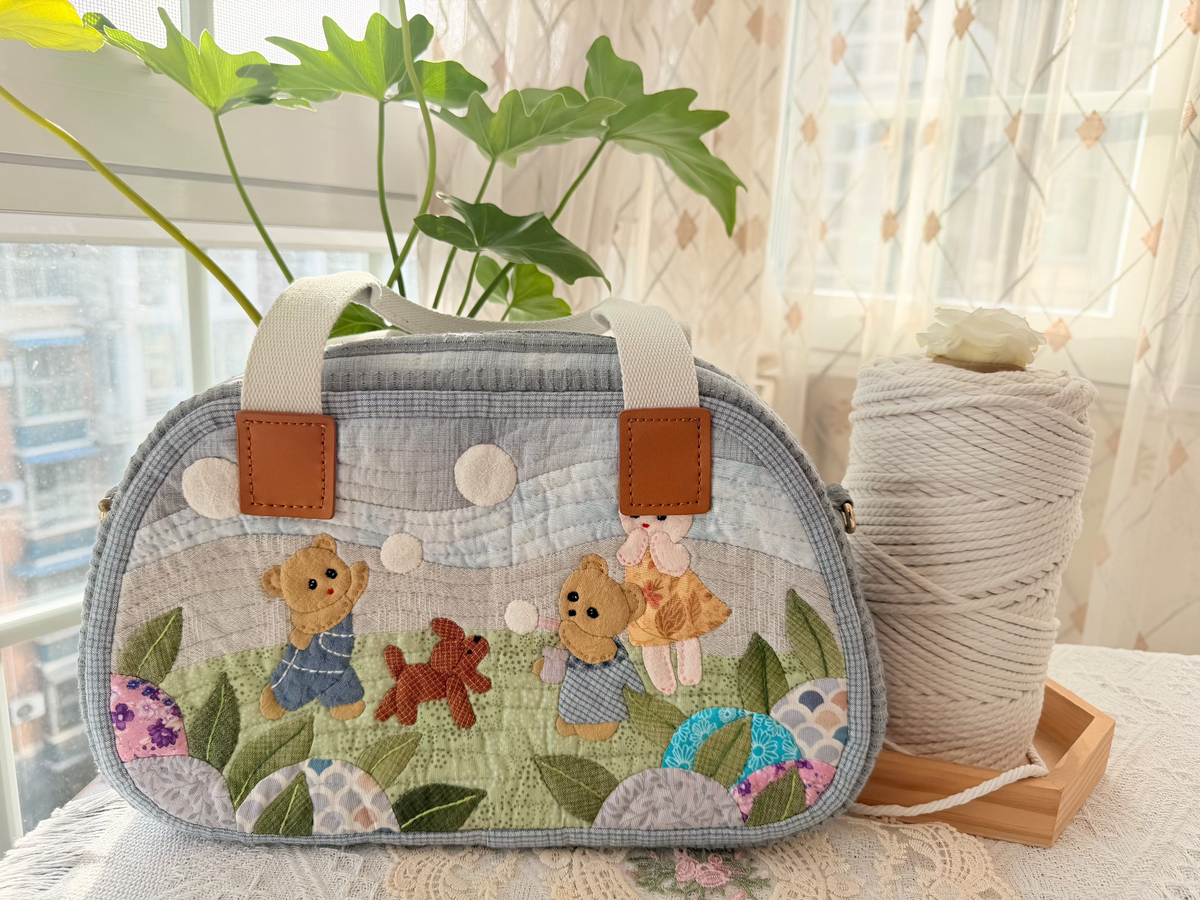 Oversized Boston Handtasche doppelseitig Patchwork