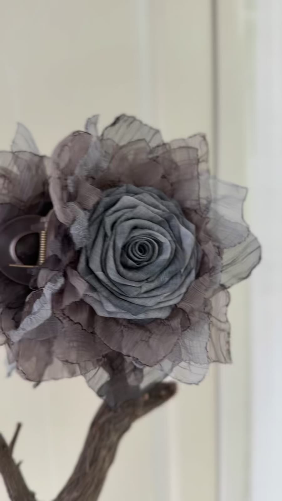 Fabric Burnt Rose Hair Claw Clip in Gray