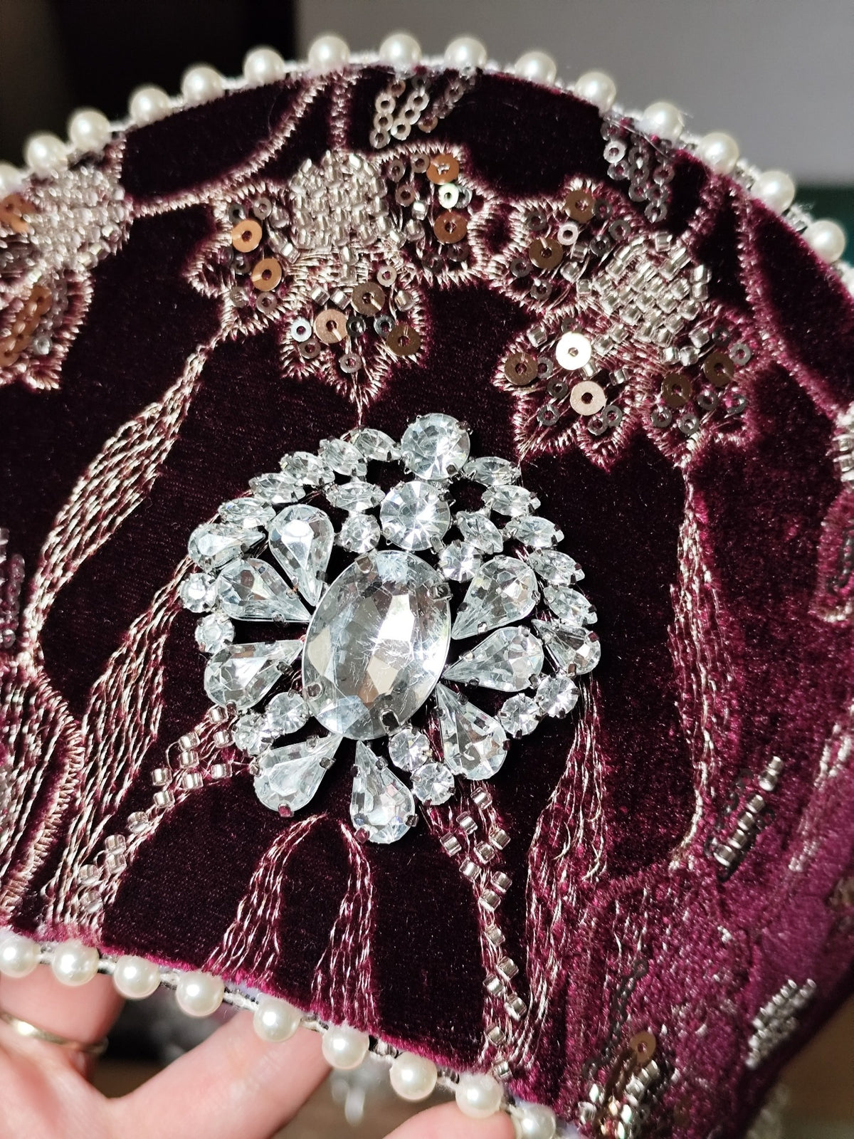 Burgundy Velvet Lolita Crown Headband