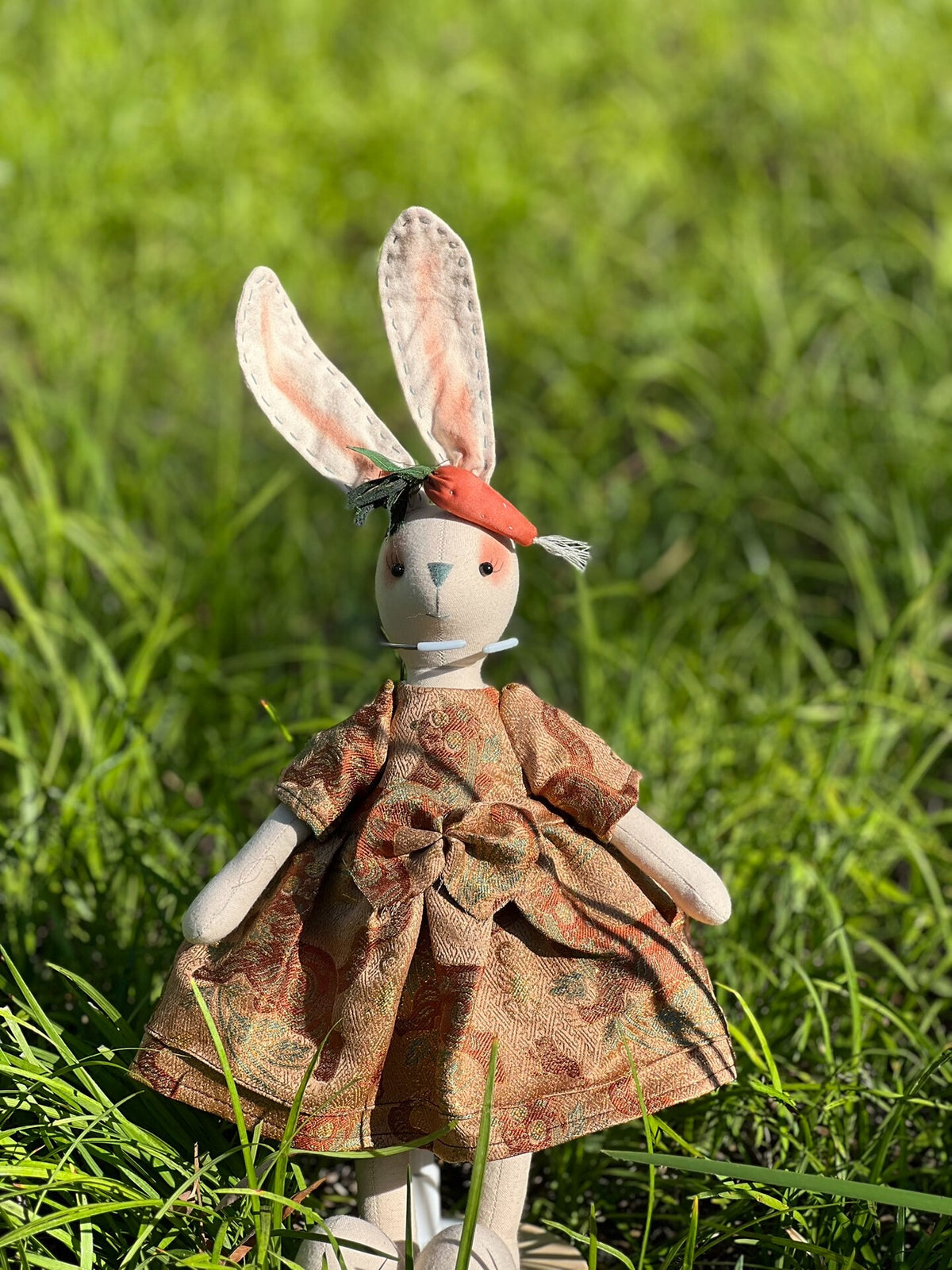 Handmade Song Brocade Rabbit Doll Carrot Decor