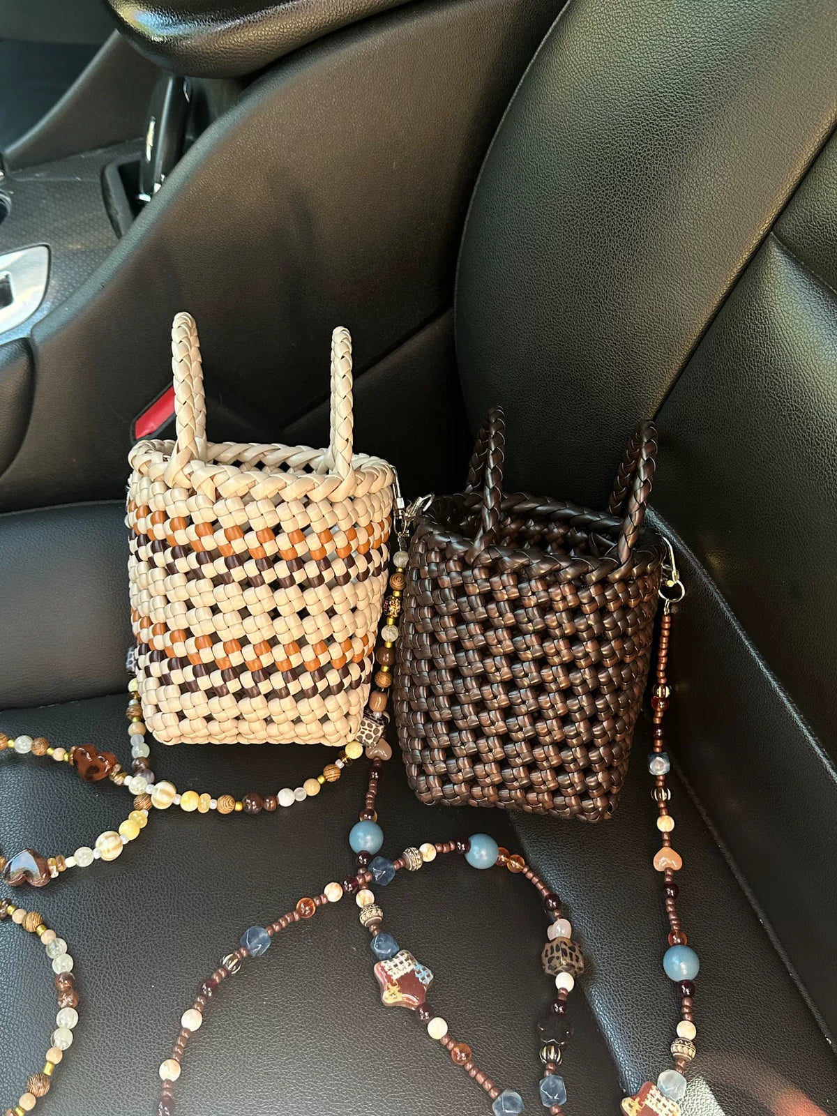 Bolsa de Rattan Tecida à Mão para Copos