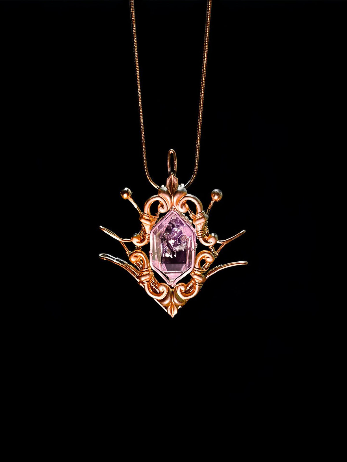 Wire-Wrapped White Quartz Pendant Necklace