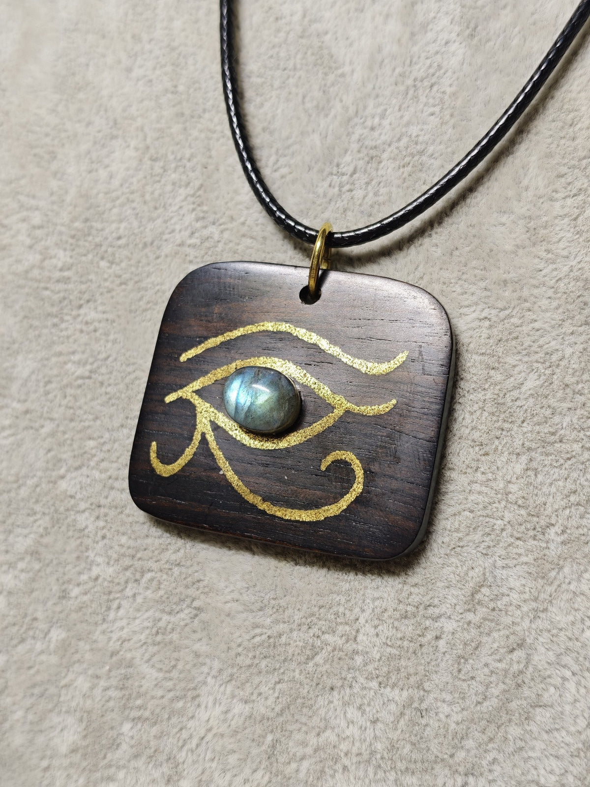 Ebony Inlaid Eye of Horus Labradorite Pendant