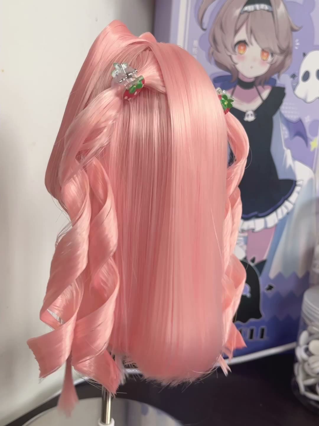 Pink Twin Tail Doll Wig with Braids